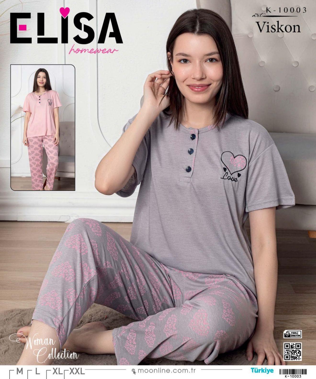 Elisa Vıscon Kısa Kol Bayan Pijama Takım-yavruağzı-10003