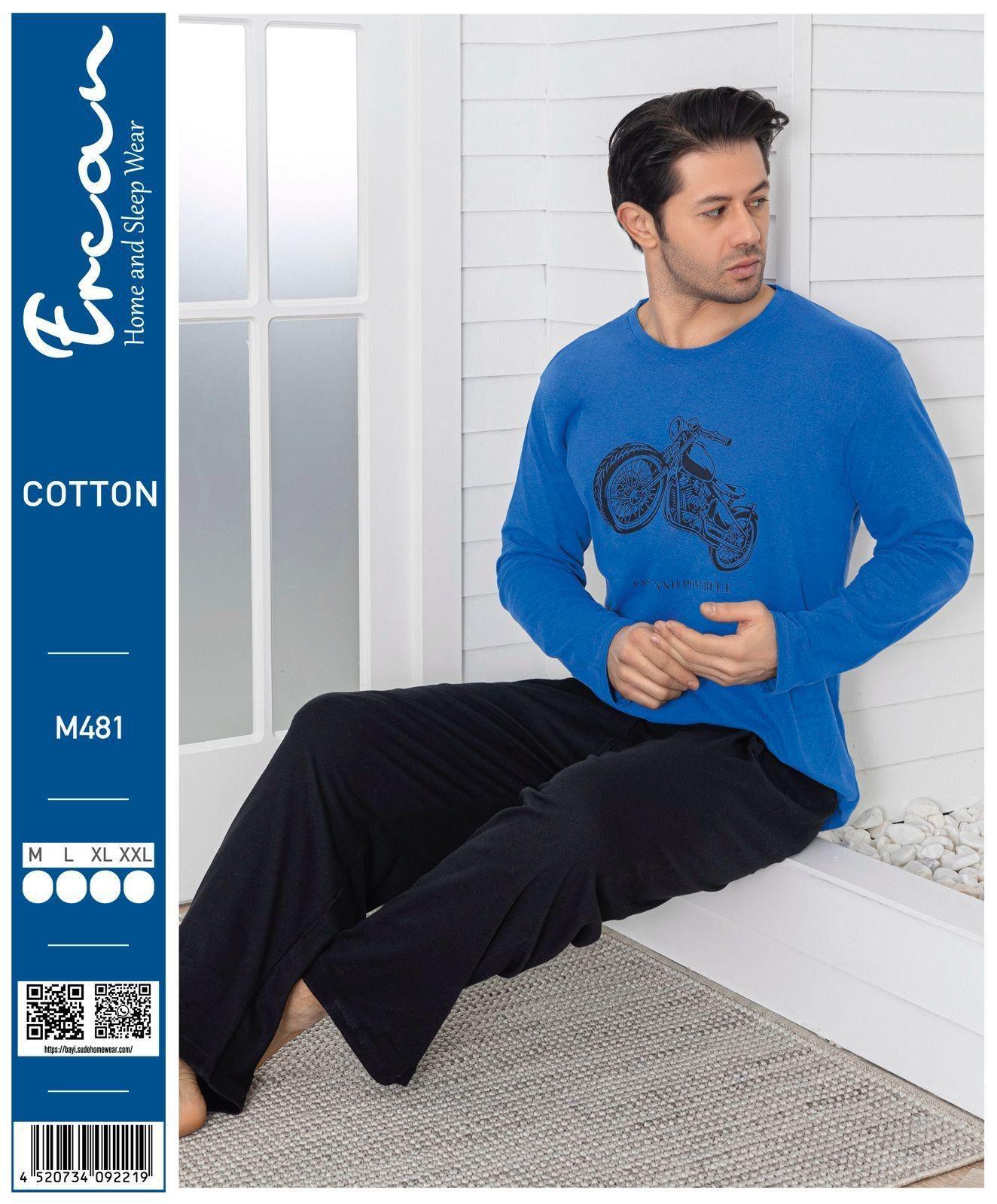Ercan Erkek Pijama Takım-481 mavi
