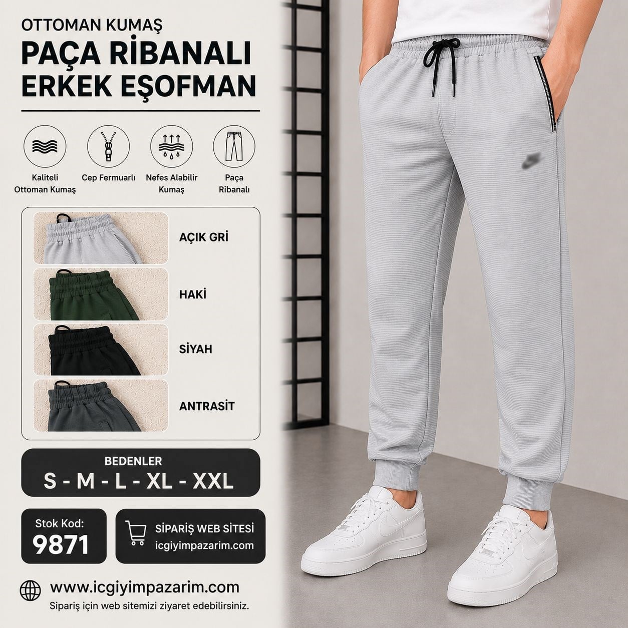 Erk-Byn Ottoman Paça Lastik Eşofman