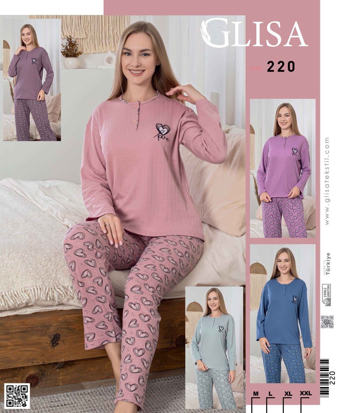 Glisa Bayan Pijama Takım-Sol Alt Kalp Model