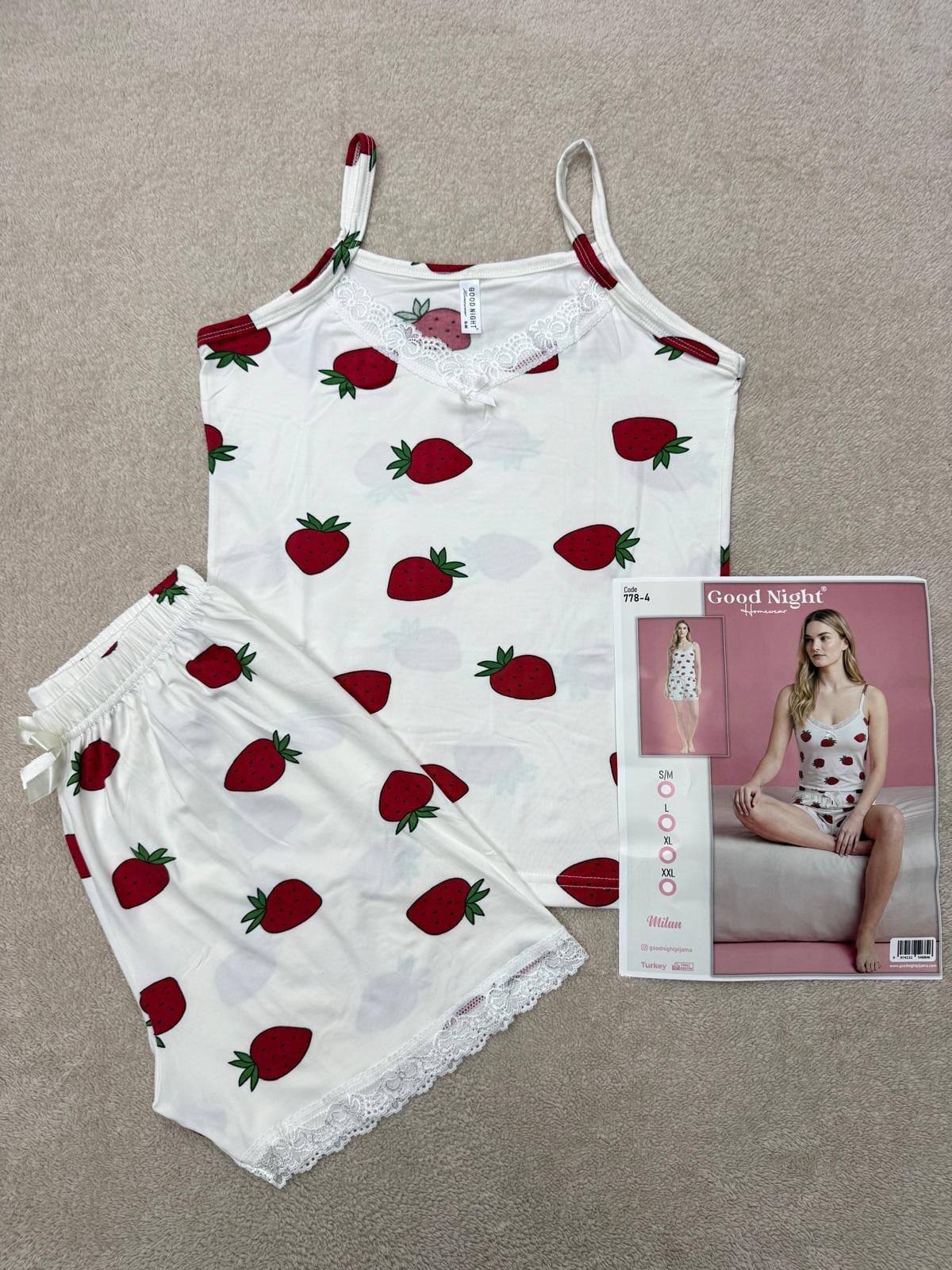 GoodNight İp Askılı Takım-Çilek
