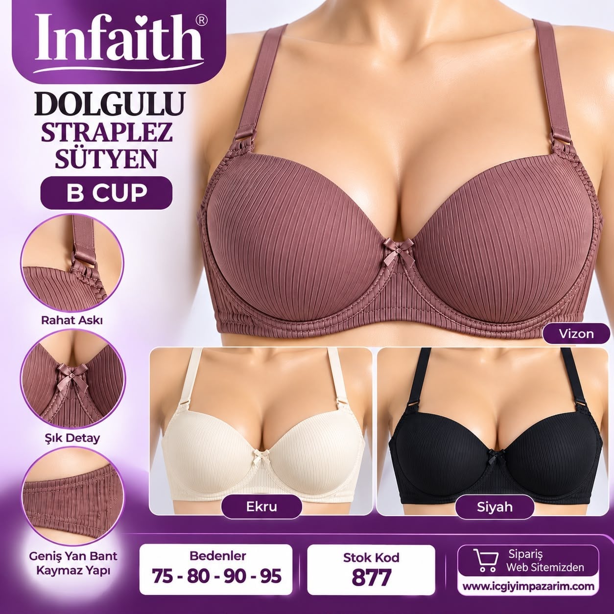 Infath Dolgulu Straplez Sütyen-877