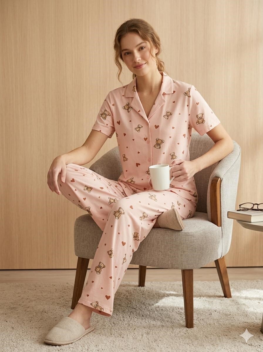 Işılay Milan Kısa Kol Pijama Takım-3134-4 Y.Ağzı  ayıcık
