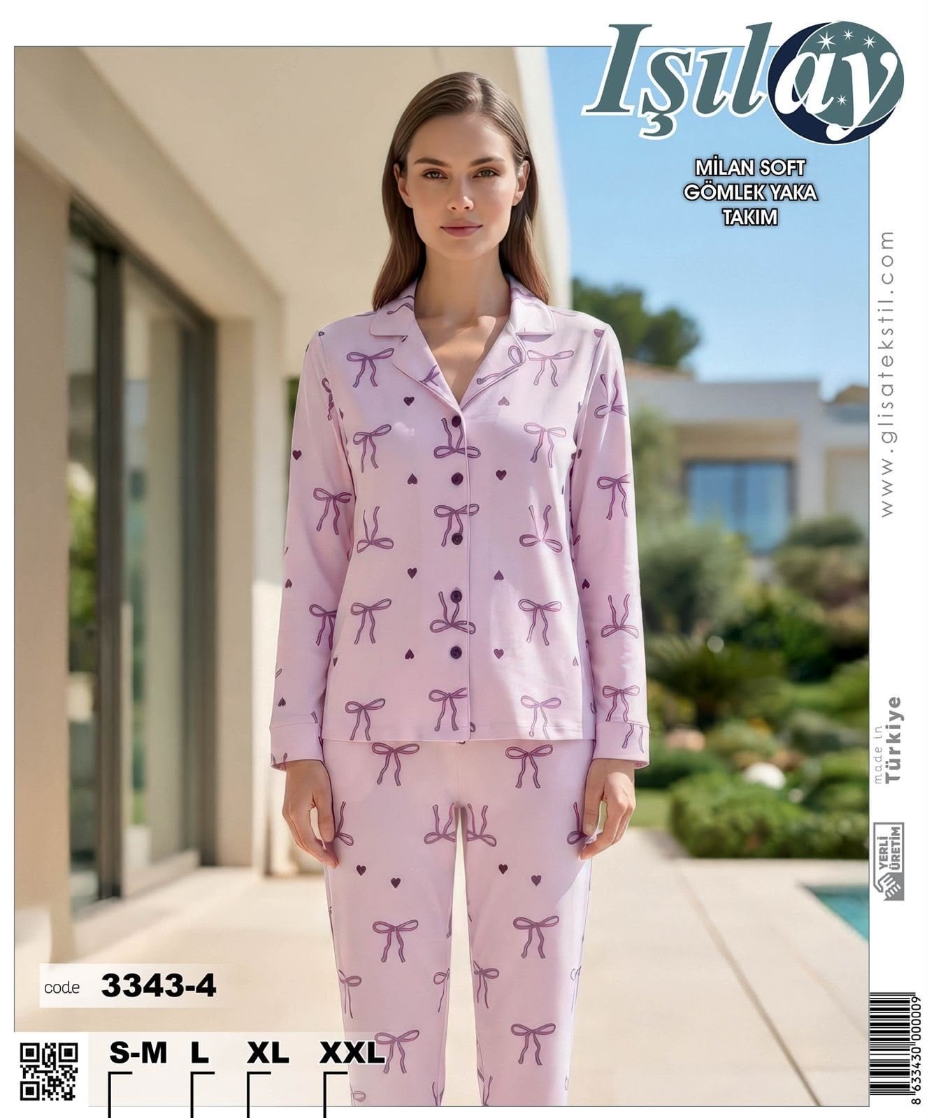 Işılay Milan Uzun Kol Pijama Takım-3343-4 pembe