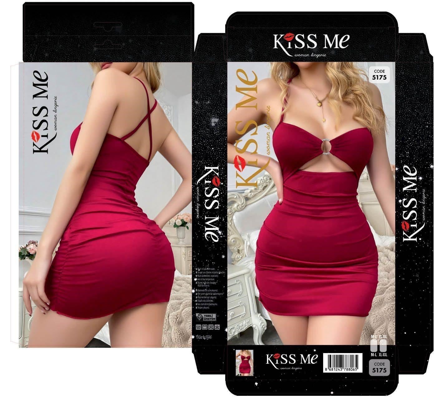 KESS ME Saten Gecelik-5175 BORDO