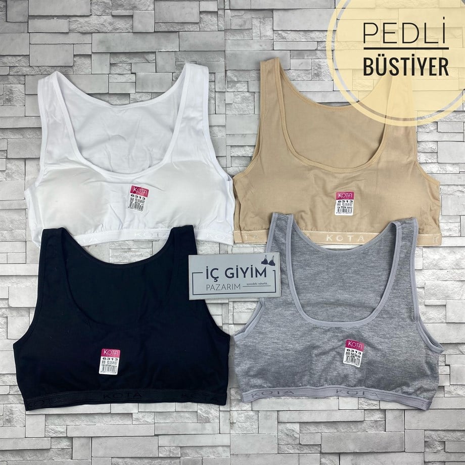Kota Geniş Askılı Pedli Büstiyer-Düz Renk
