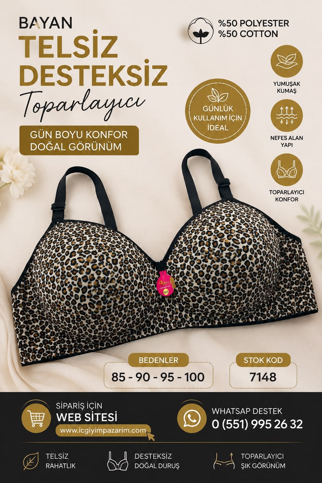 Liza Telsiz Dolgusuz Sütyen – Leopar