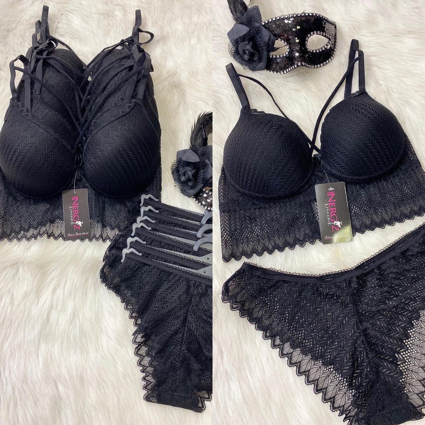 MıssNergız Bralet Dantelli Sütyen Takım Bikinili- SİYAH
