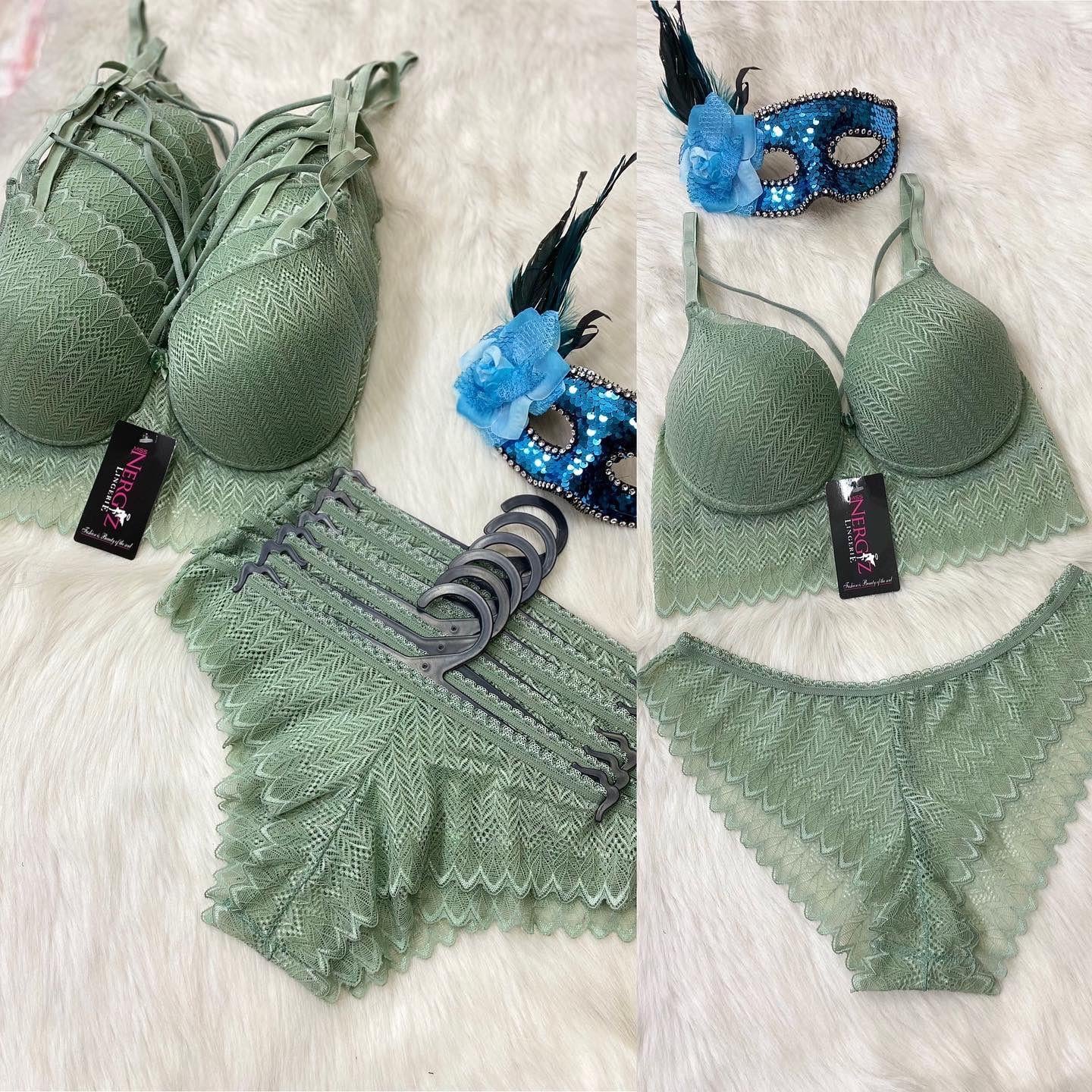 MıssNergız Bralet Dantelli Sütyen Takım Bikinili- YEŞİL