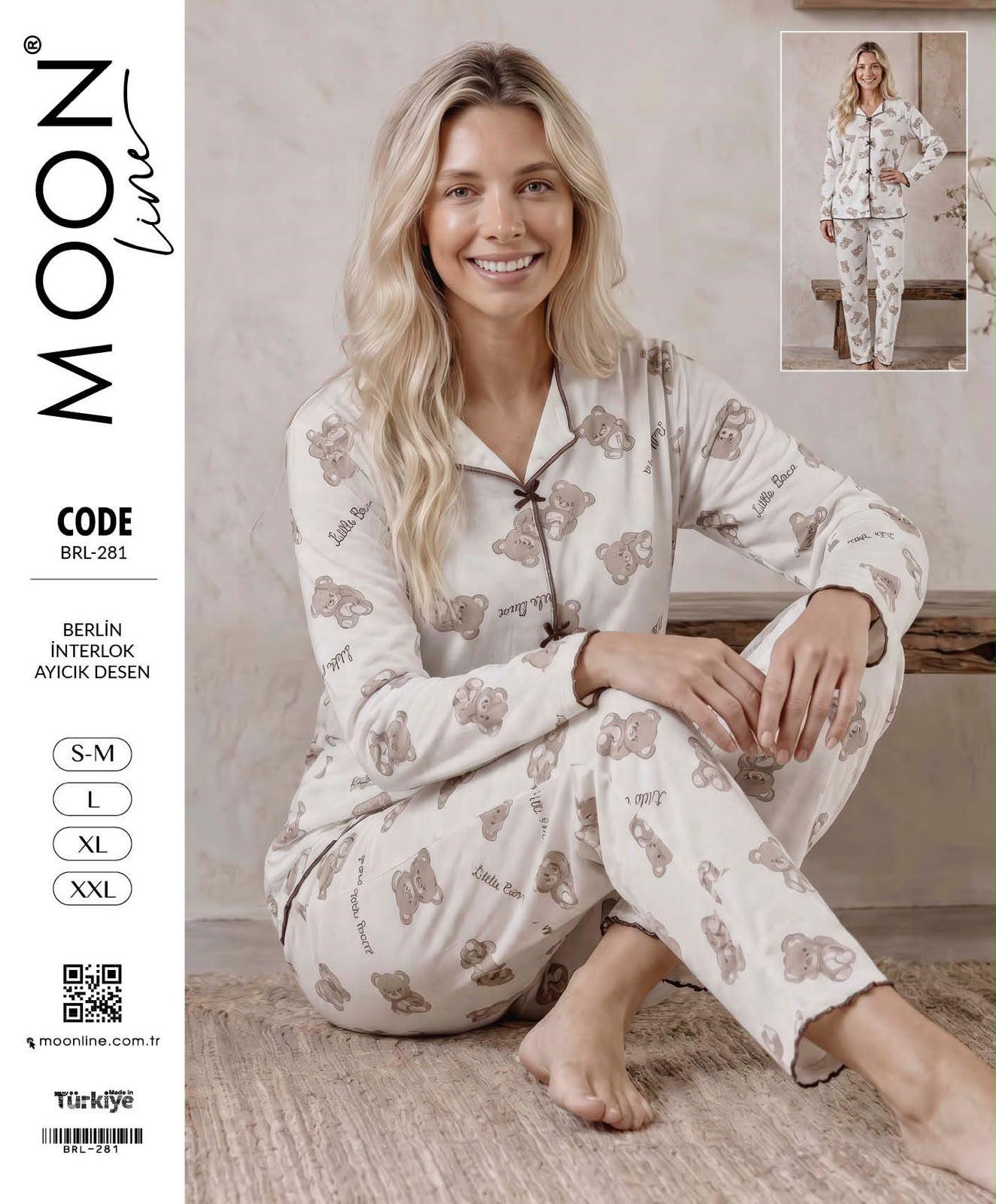 Moonlıne Berlin Pijama Takım-281-ekru ayıcık