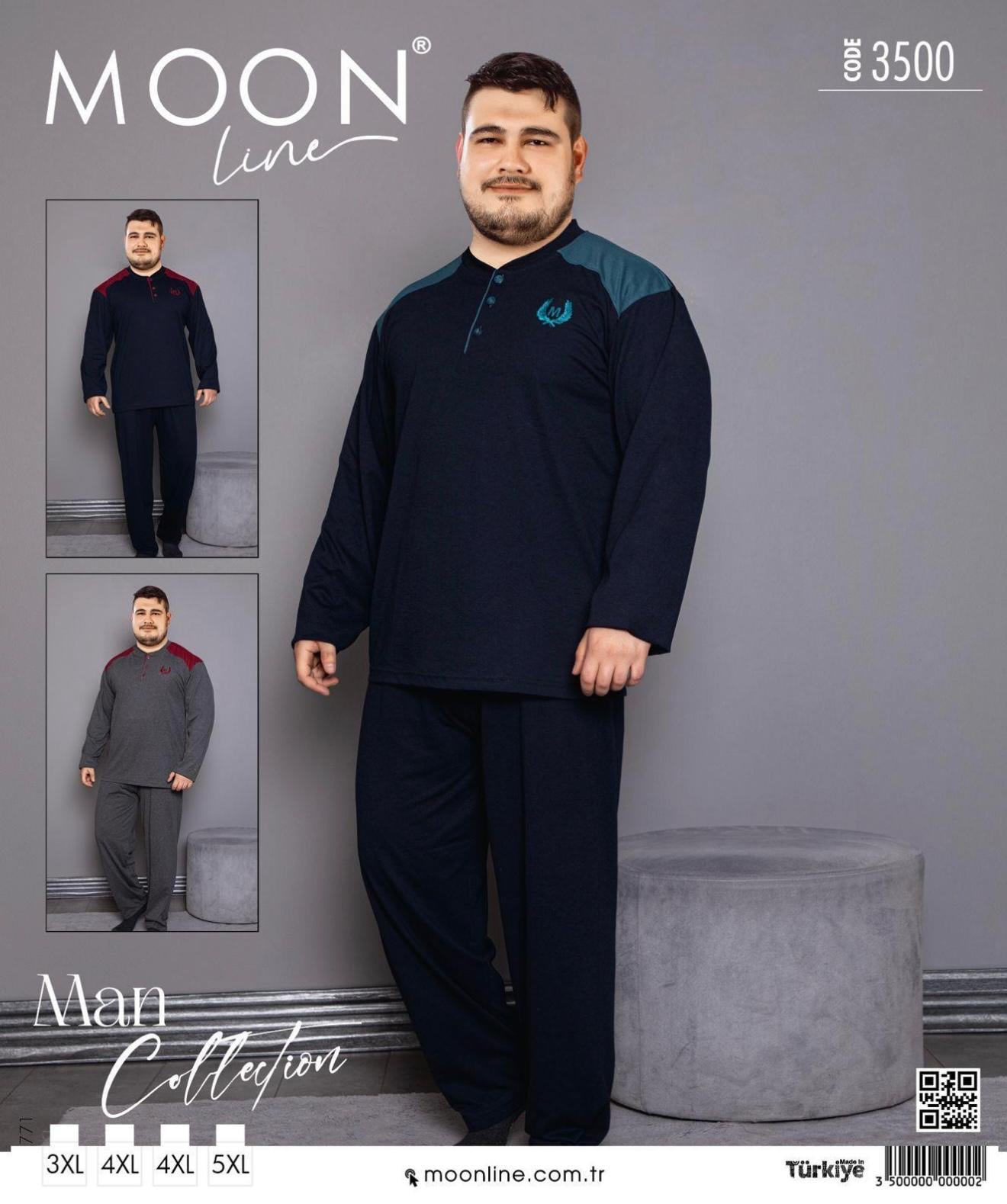 Moonlıne Erkek Uzun Kol Battal Pijama Takım-3500