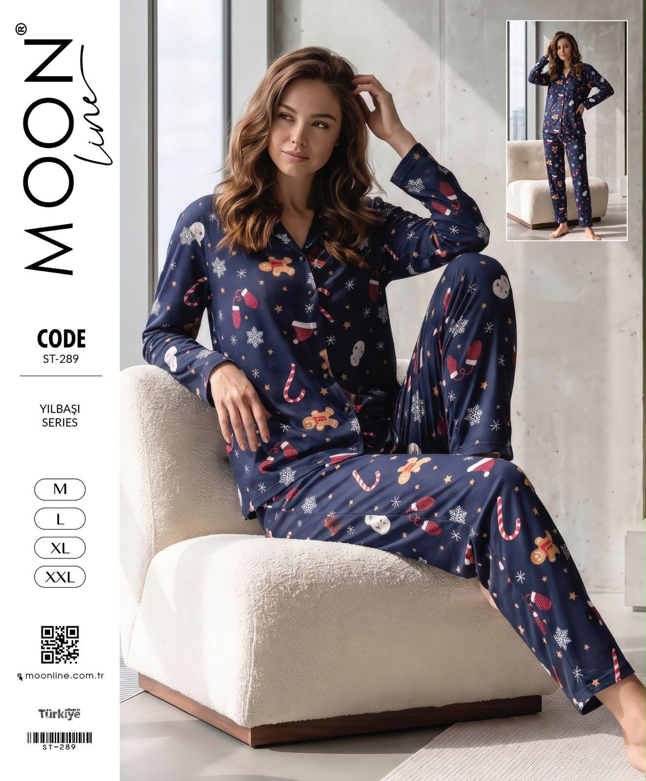 Moonlıne Süet Byn Pijama Takım-laci yılbaşı