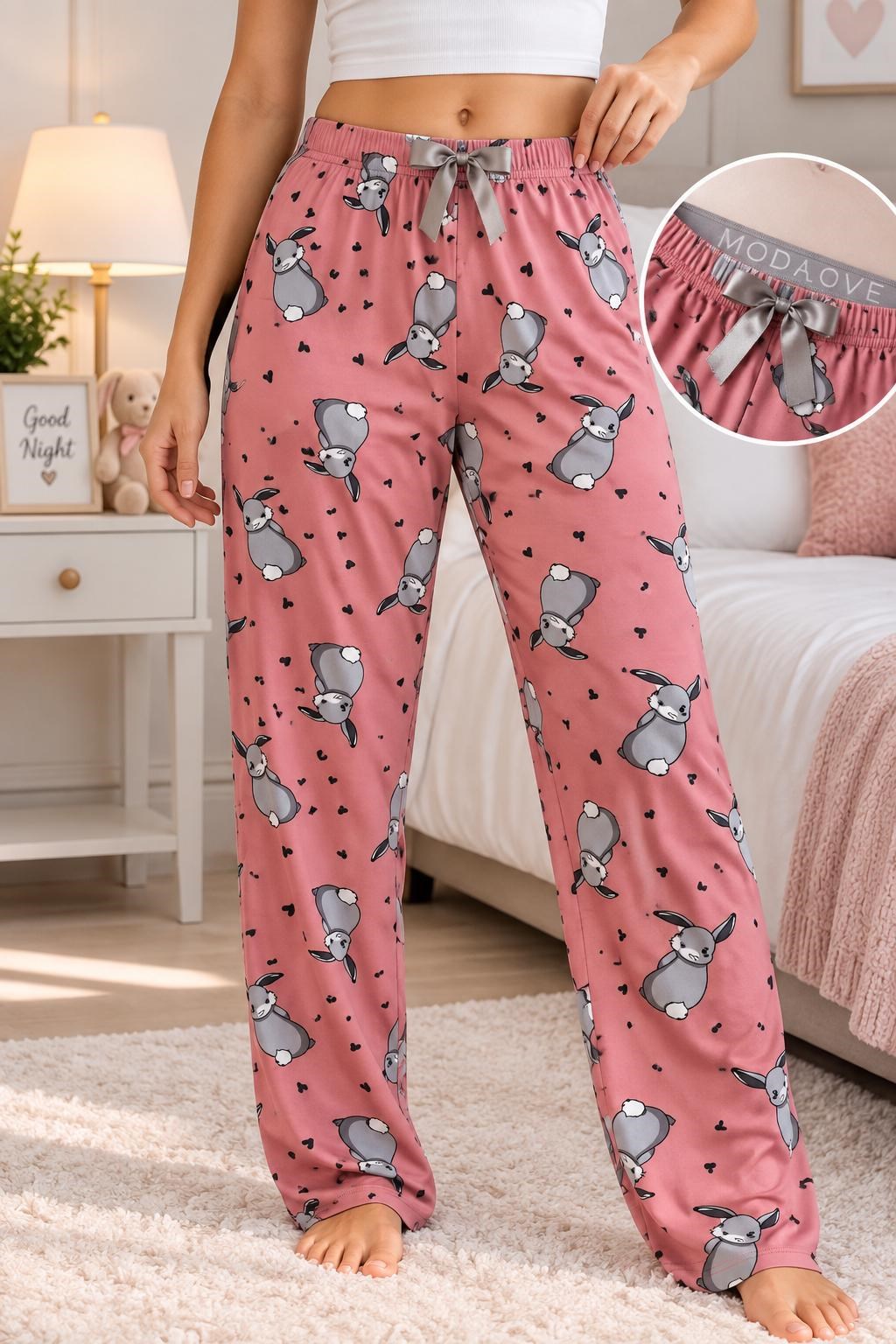 Pijamoni Bayan Milan Pijama-gülkurusu tavşan