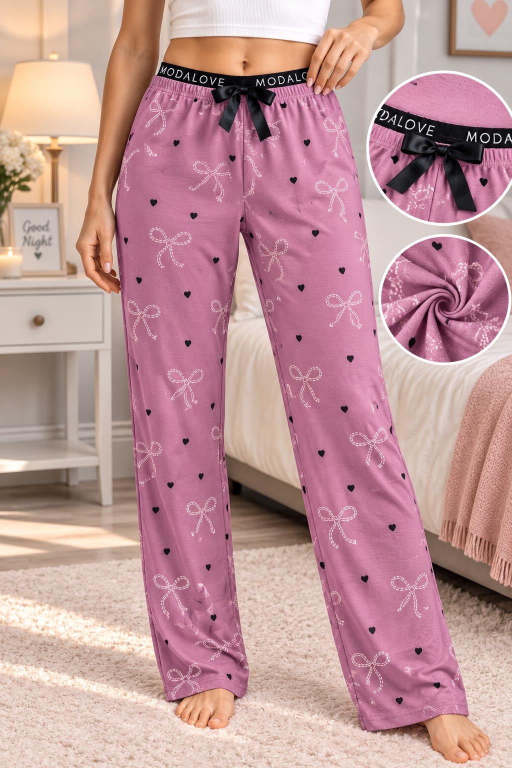 Pijamoni Bayan Süet Pijama-lila kurdale