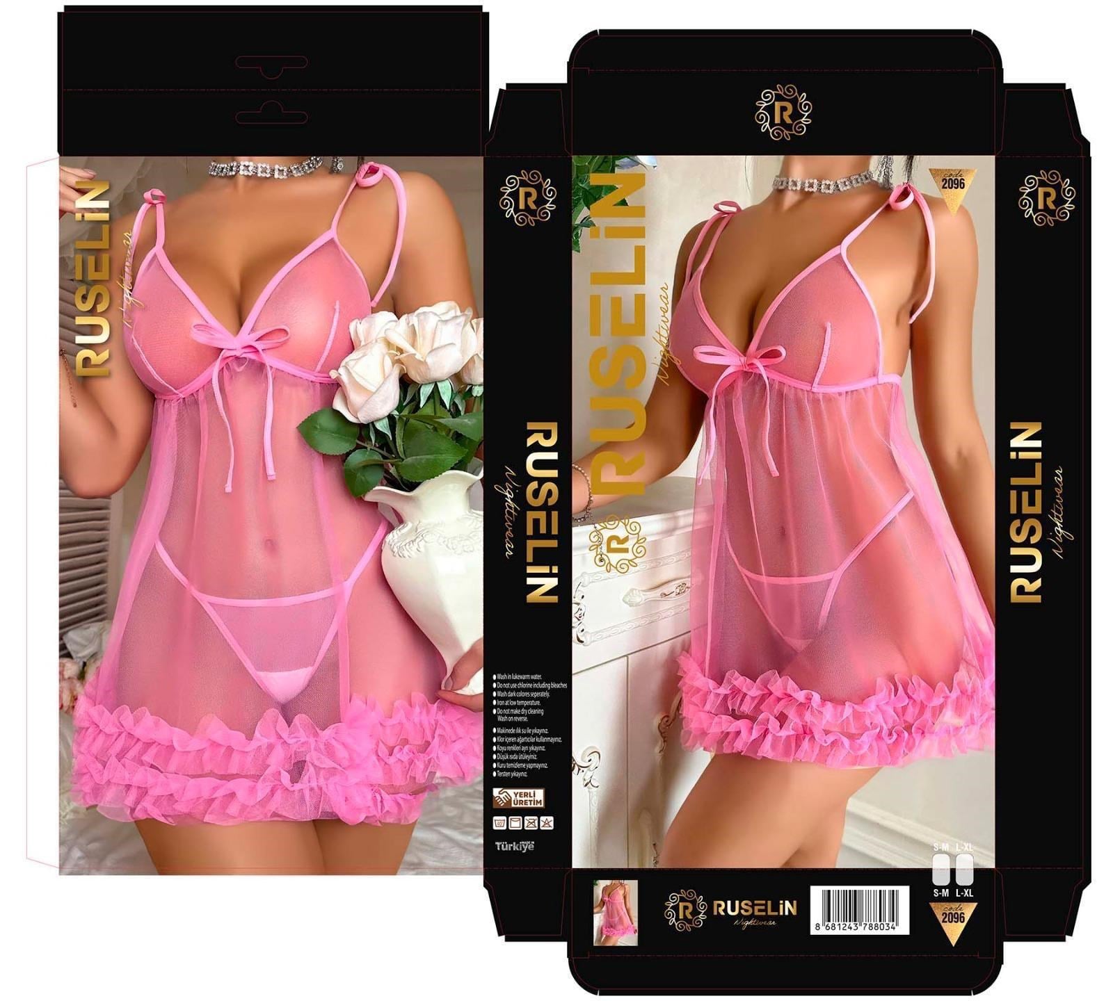 Ruselin Fantezi Gecelik-2096 PEMBE