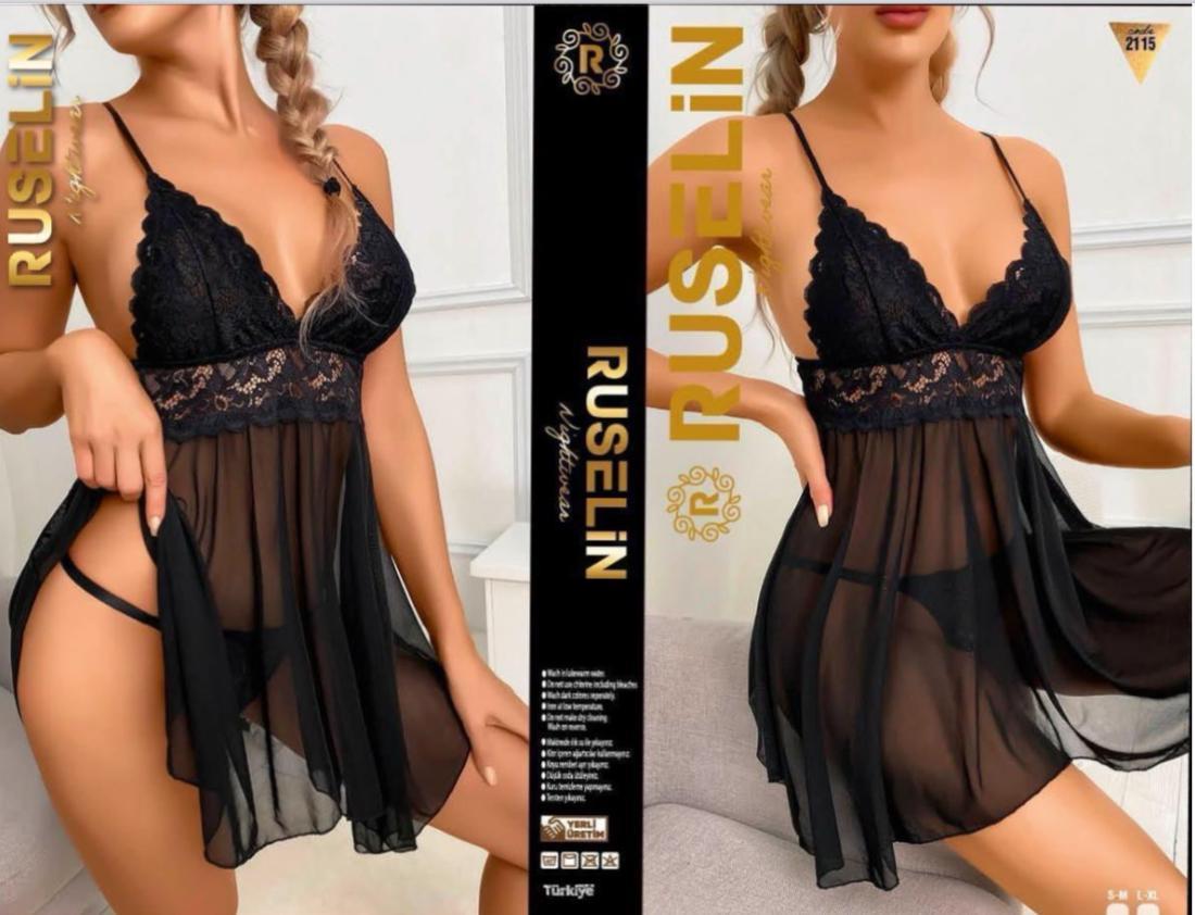 Ruselin Fantezi Gecelik-2115 siyah