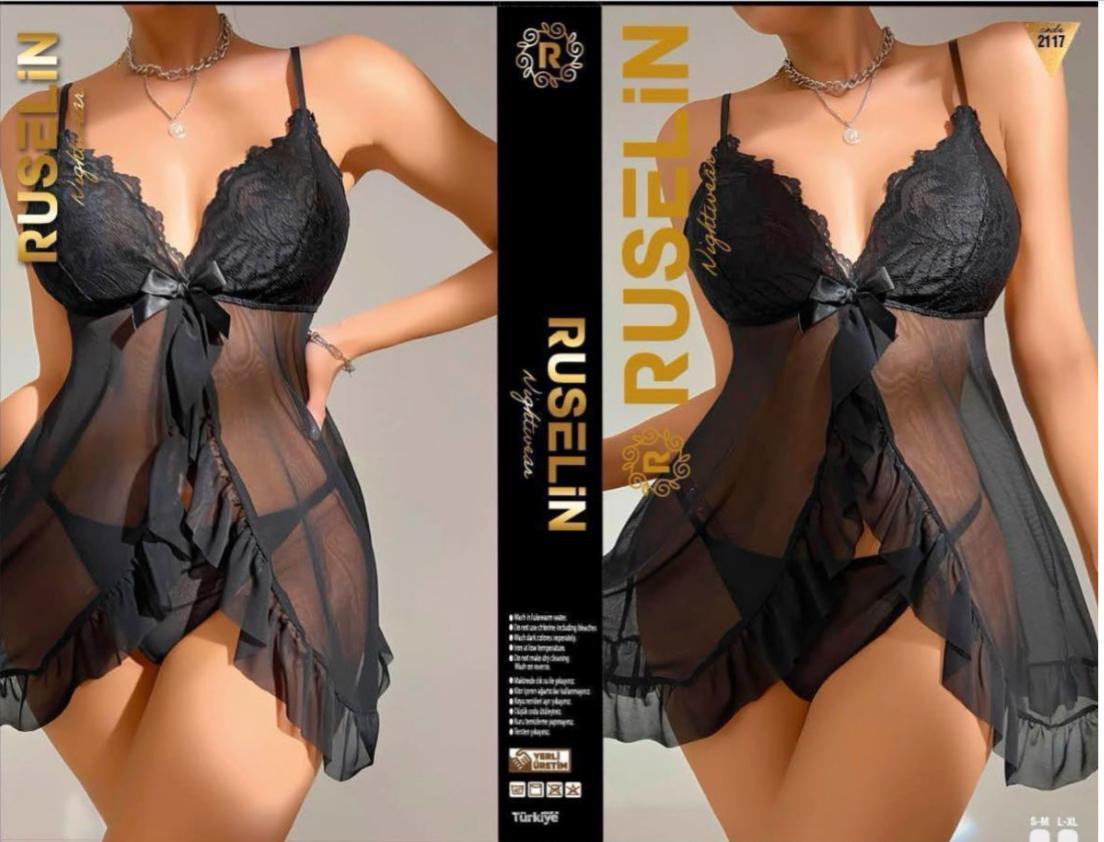 Ruselin Fantezi Gecelik-2117 SİYAH