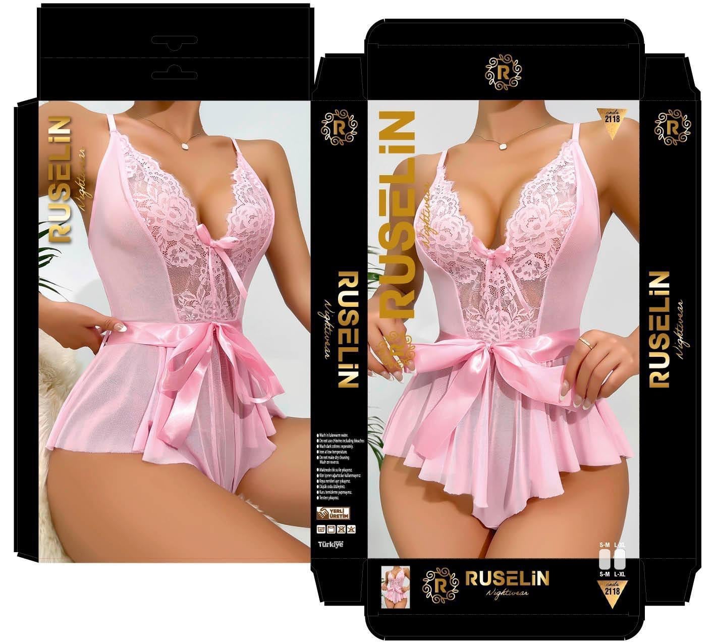 Ruselin Fantezi Gecelik-2118 PEMBE