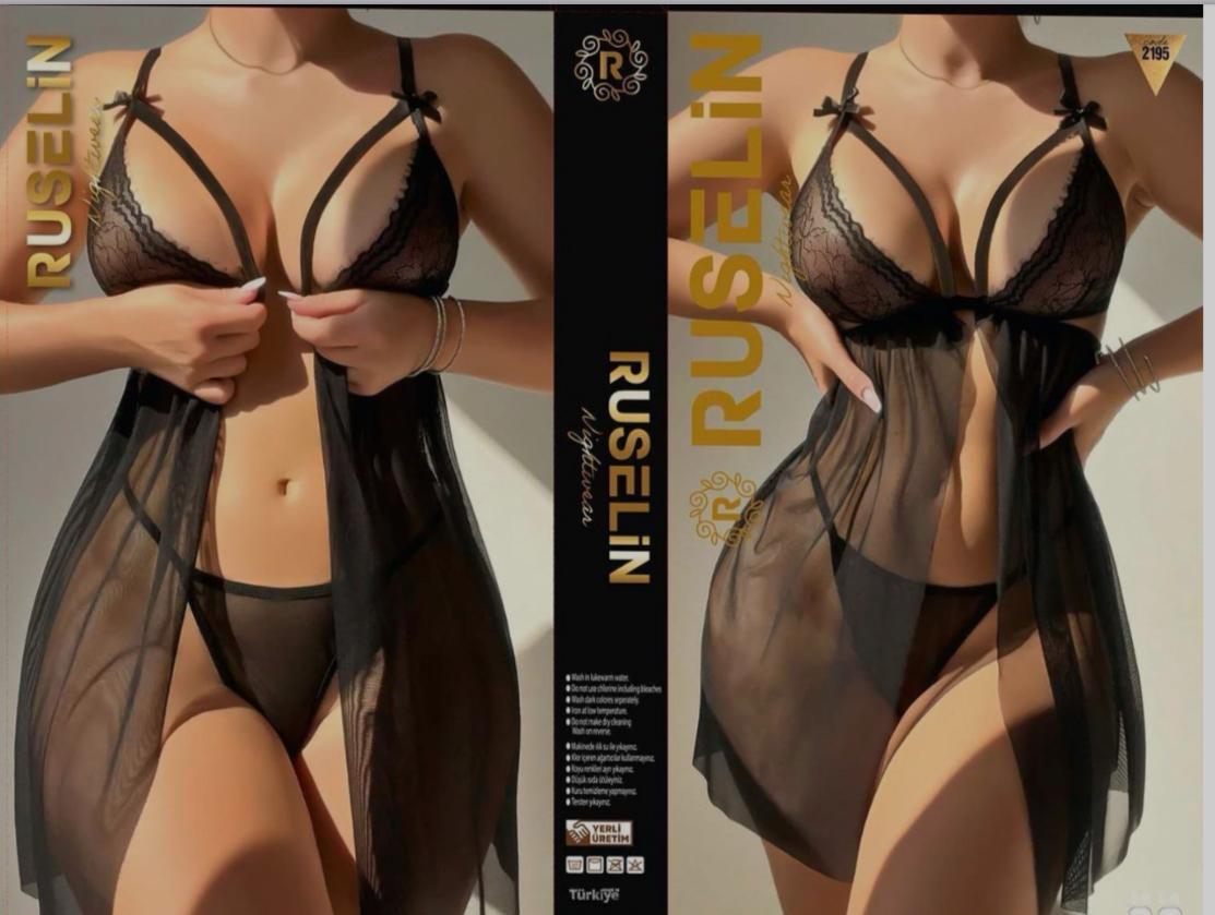 Ruselin Fantezi Gecelik-2195 siyah