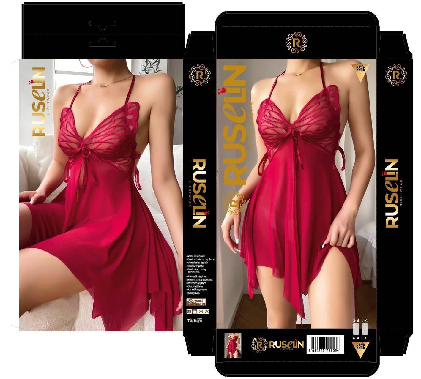 Ruselin Fantezi Gecelik-2245 BORDO