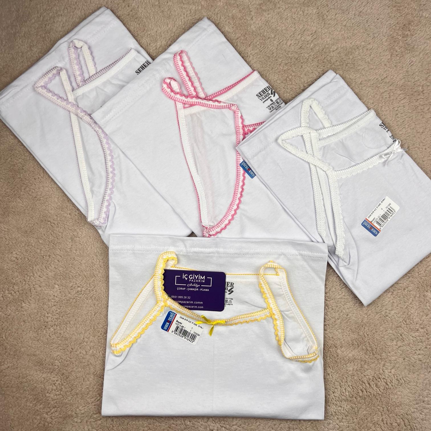 Seher Yıldızı Kız Çocuk İp Askılı Beyaz Atlet