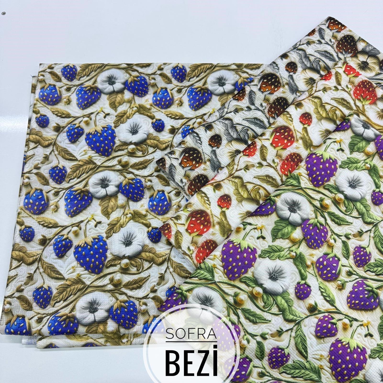 Sofra Bezi-3D Çilek-Karışık renk