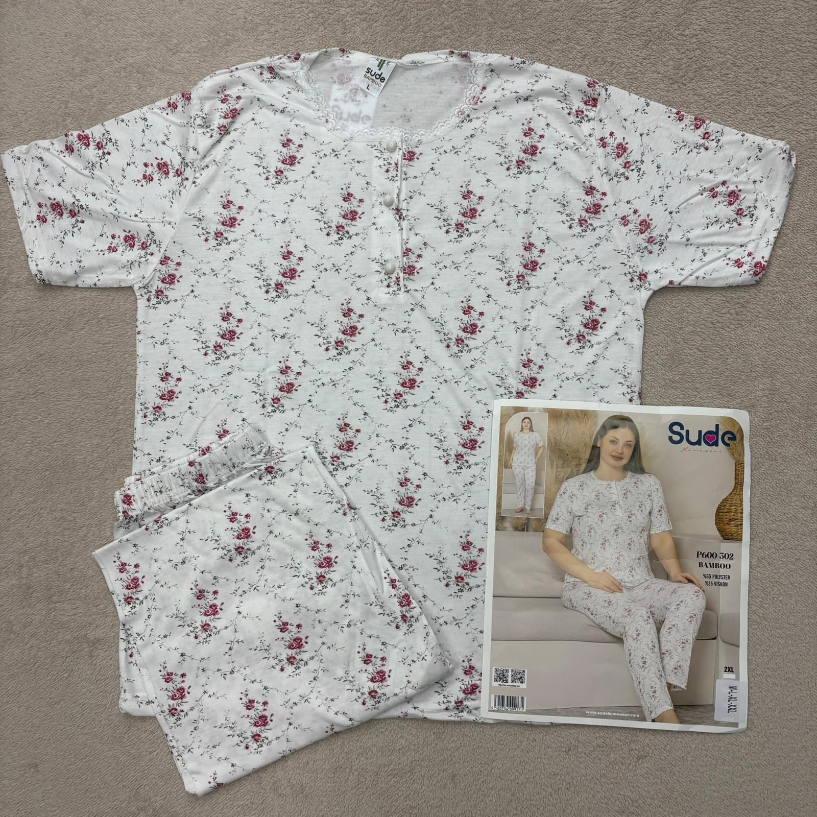 Sude Bamboo Bayan Kısa Kol Pijama Takım-600-302