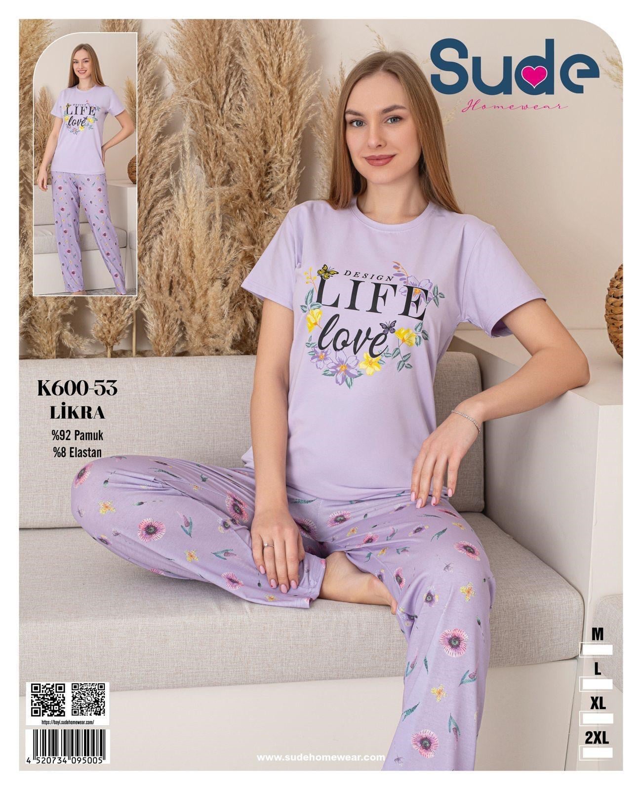 Sude Bayan Kısa Kol Pijama Takım-600-53