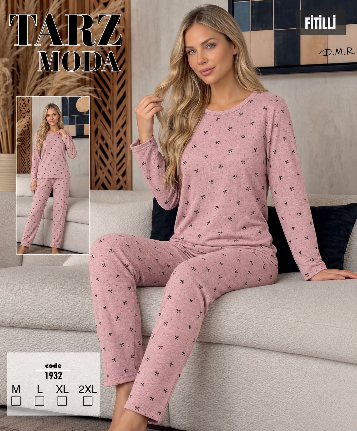 TARZMODA UZUN Kol Süprem Takım-1930 şekerpembe kurdale