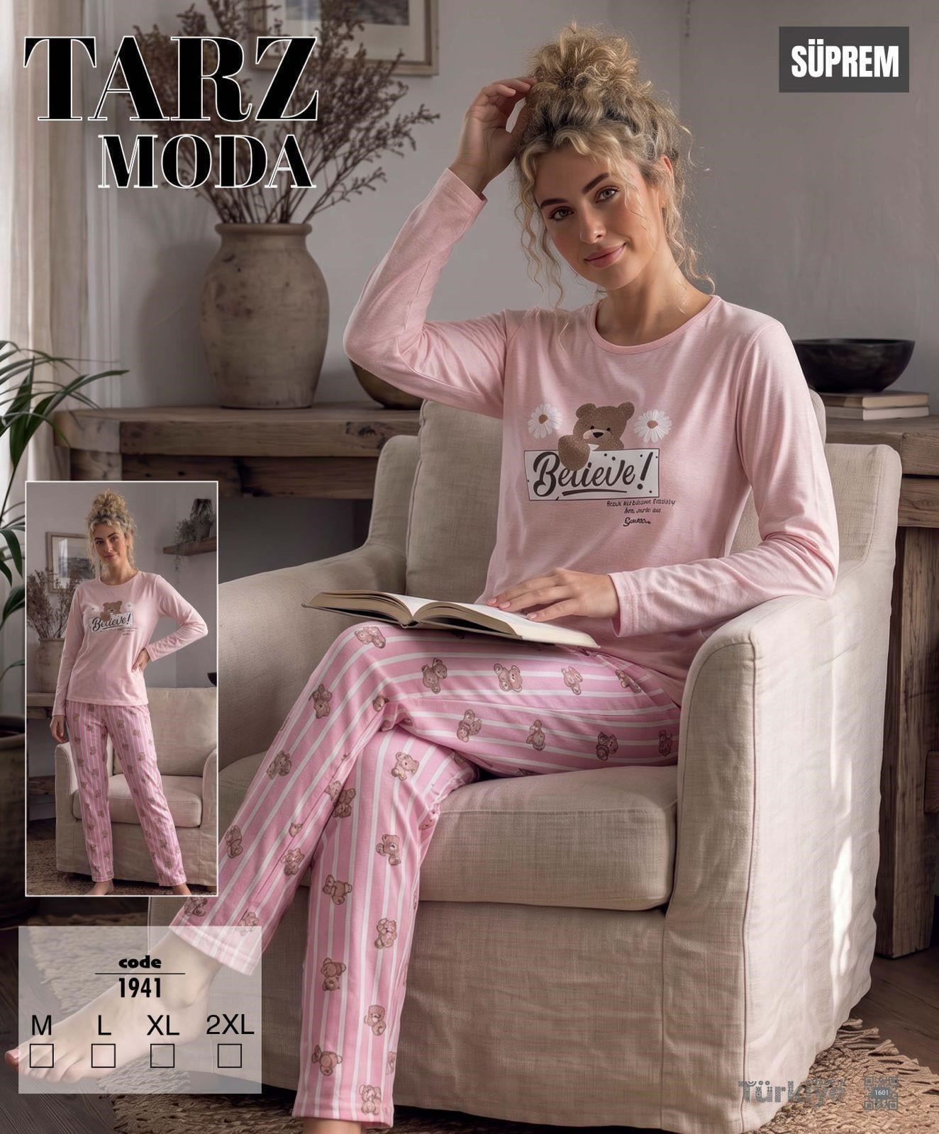 TARZMODA UZUN Kol Süprem Takım-1941 pembe