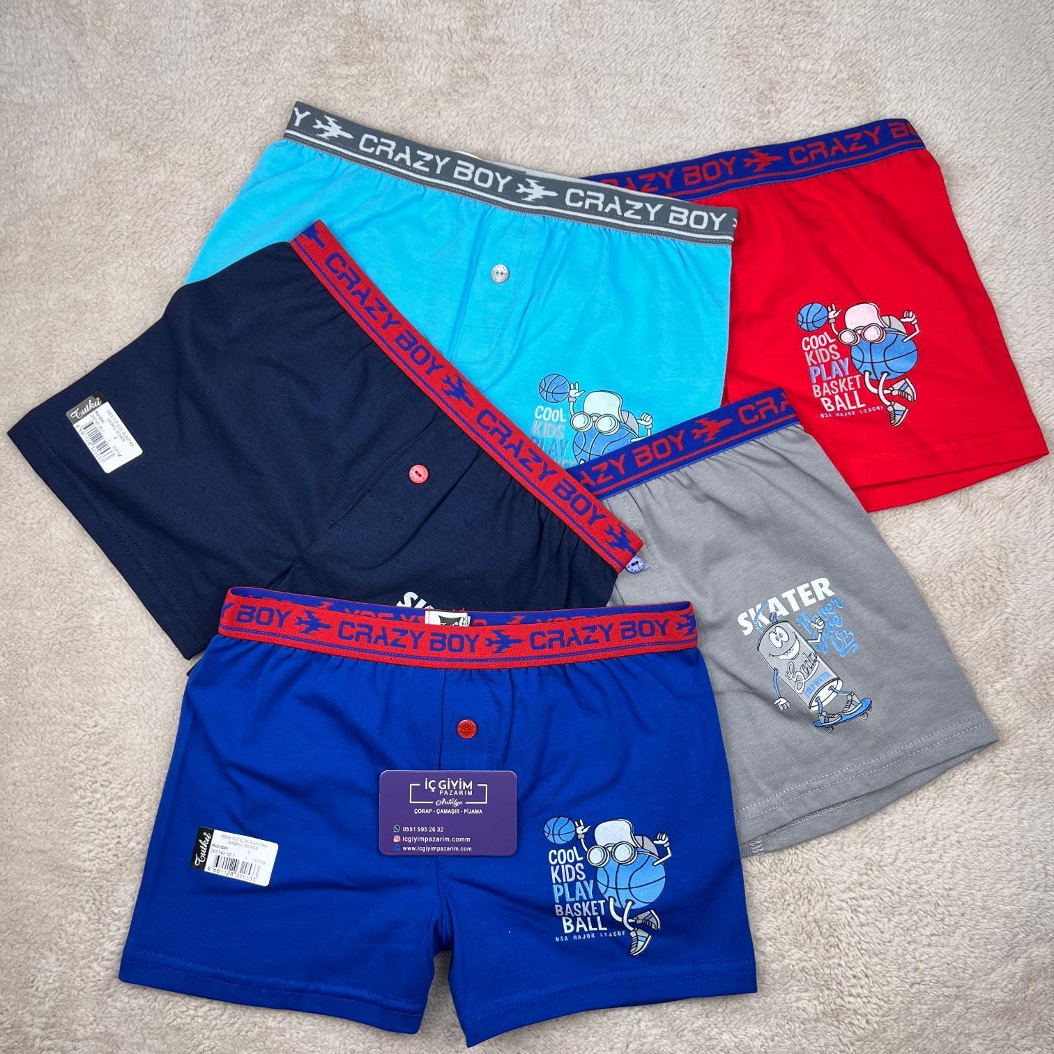 Tutku Erkek Çocuk Boxer - Karışık Renk