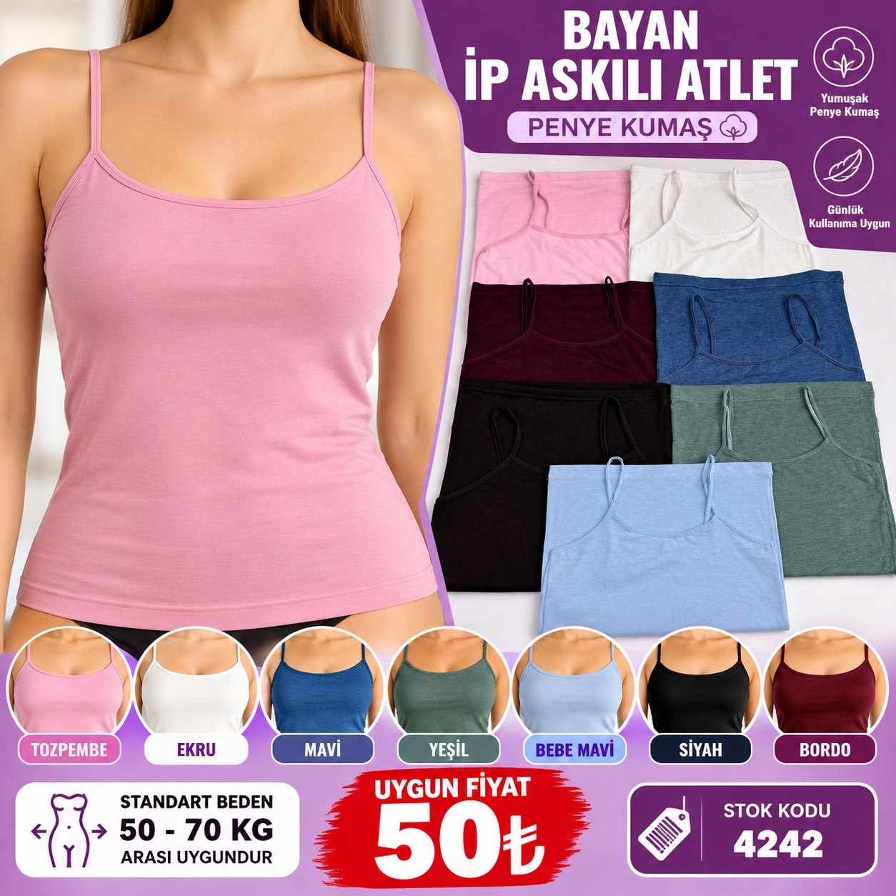 Yumoş Bayan Penye Atlet-