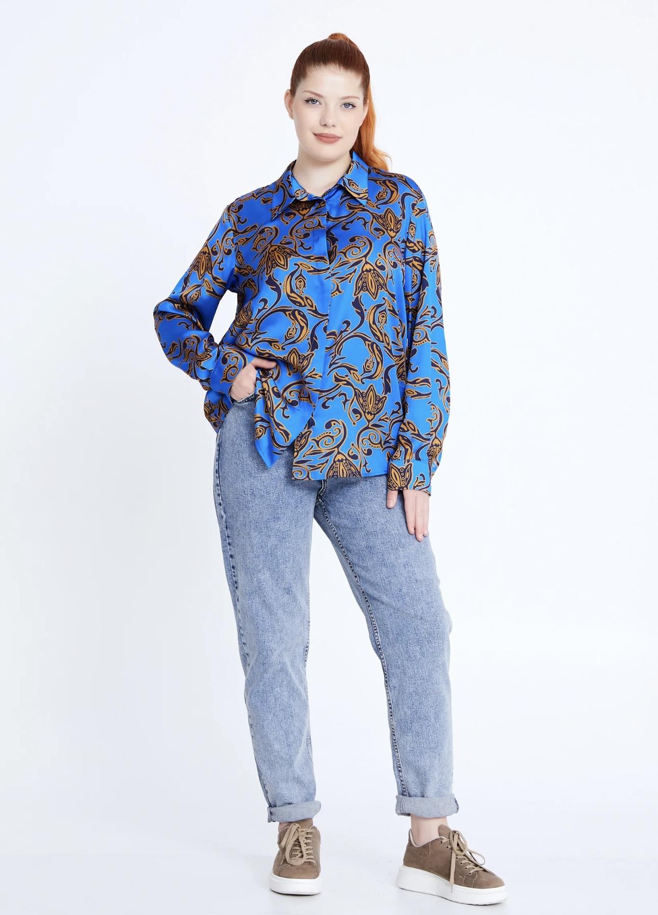 Desen Detaylı Büyük Beden Gömlek
