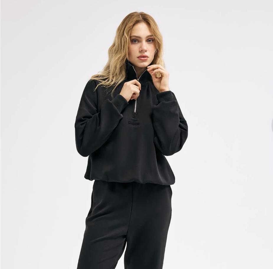 Fermuarlı Siyah Sweatshirt