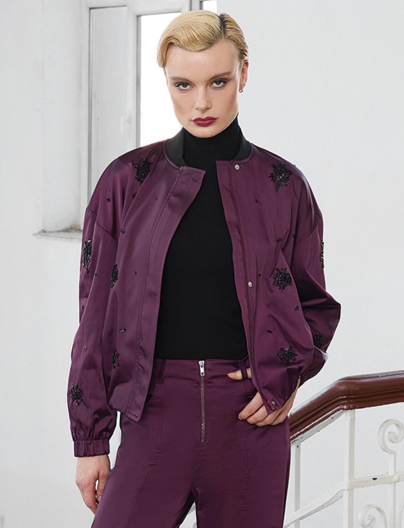 PARAŞÜT KUMAŞ NAKIŞLI BOMBER CEKET