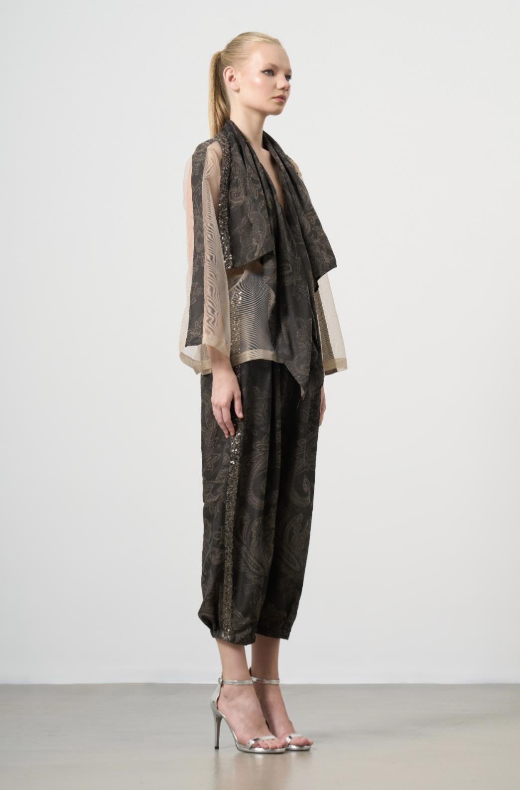 Payet Geçiş Detaylı Şalvar Pantolon