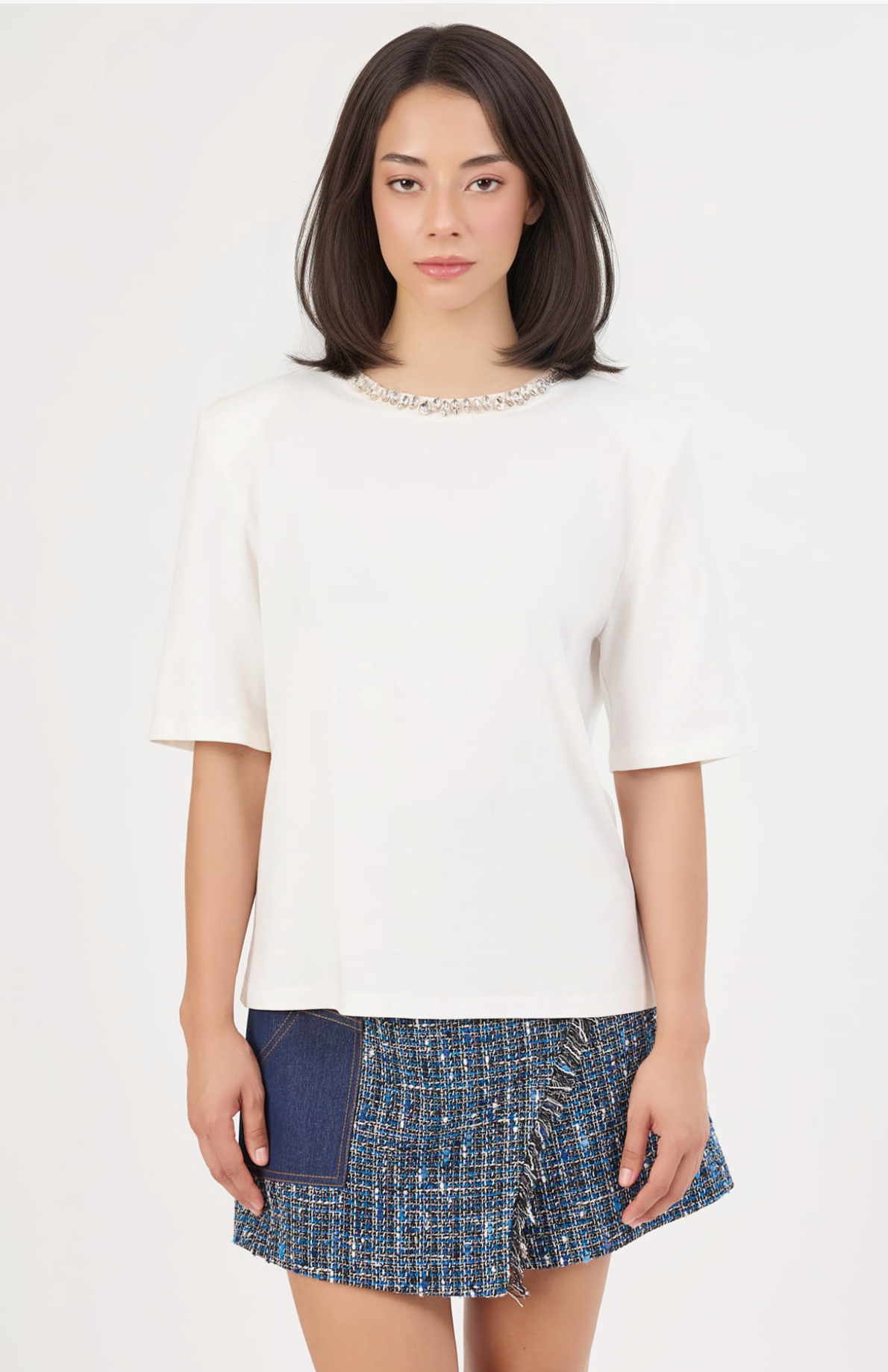 Taş İşlemeli Örme Bluz