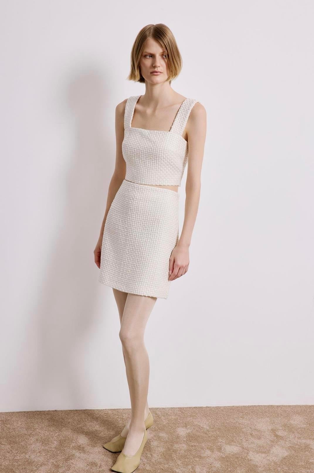 Tüvit Ekru Mini Etek