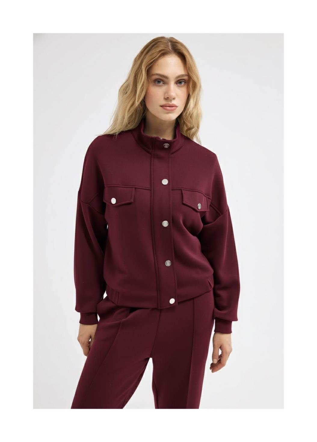 Balıkçı Yaka Bordo Ceket