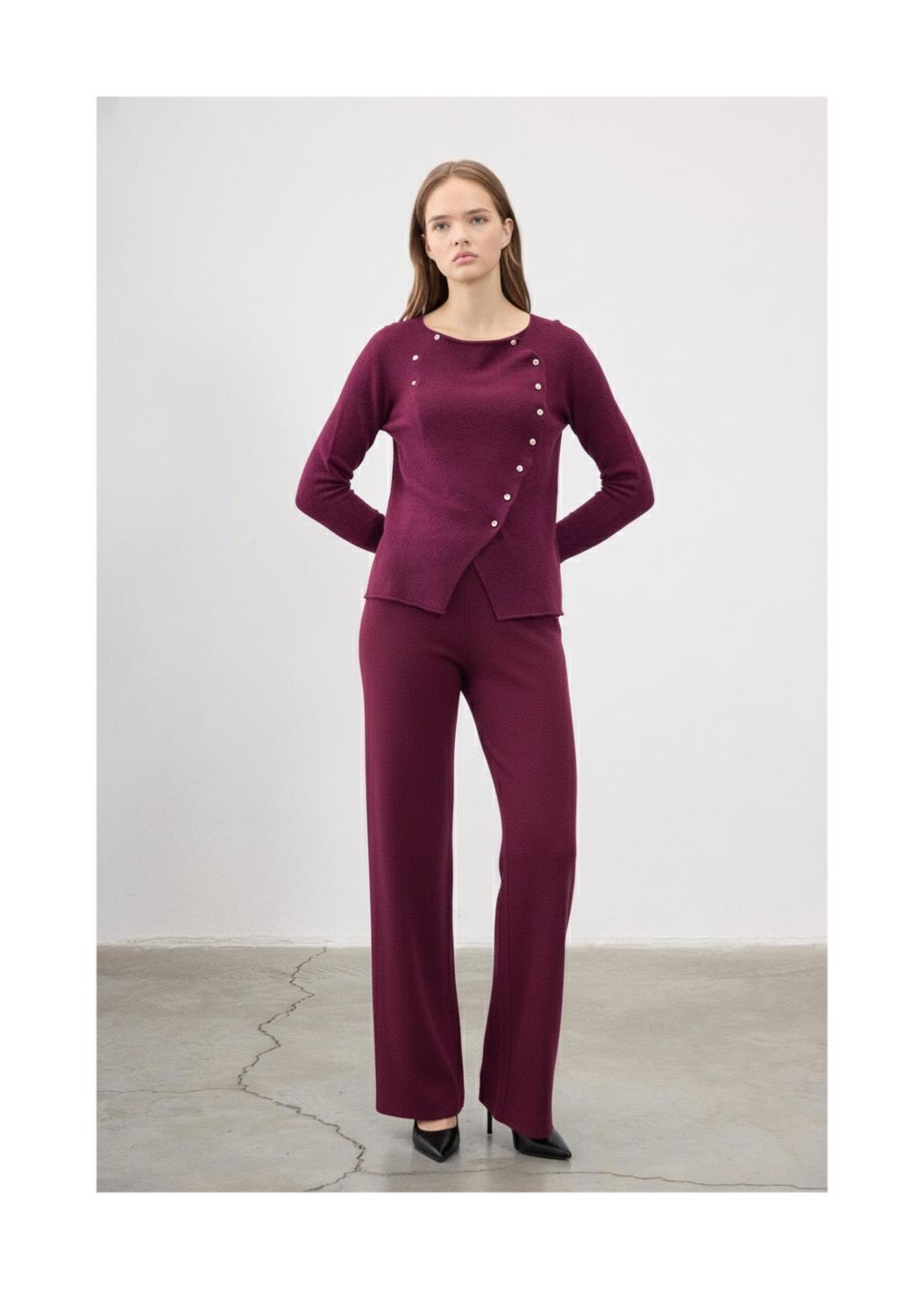 BEGONYA İTHAL TRİKO PANTOLON VİŞNE