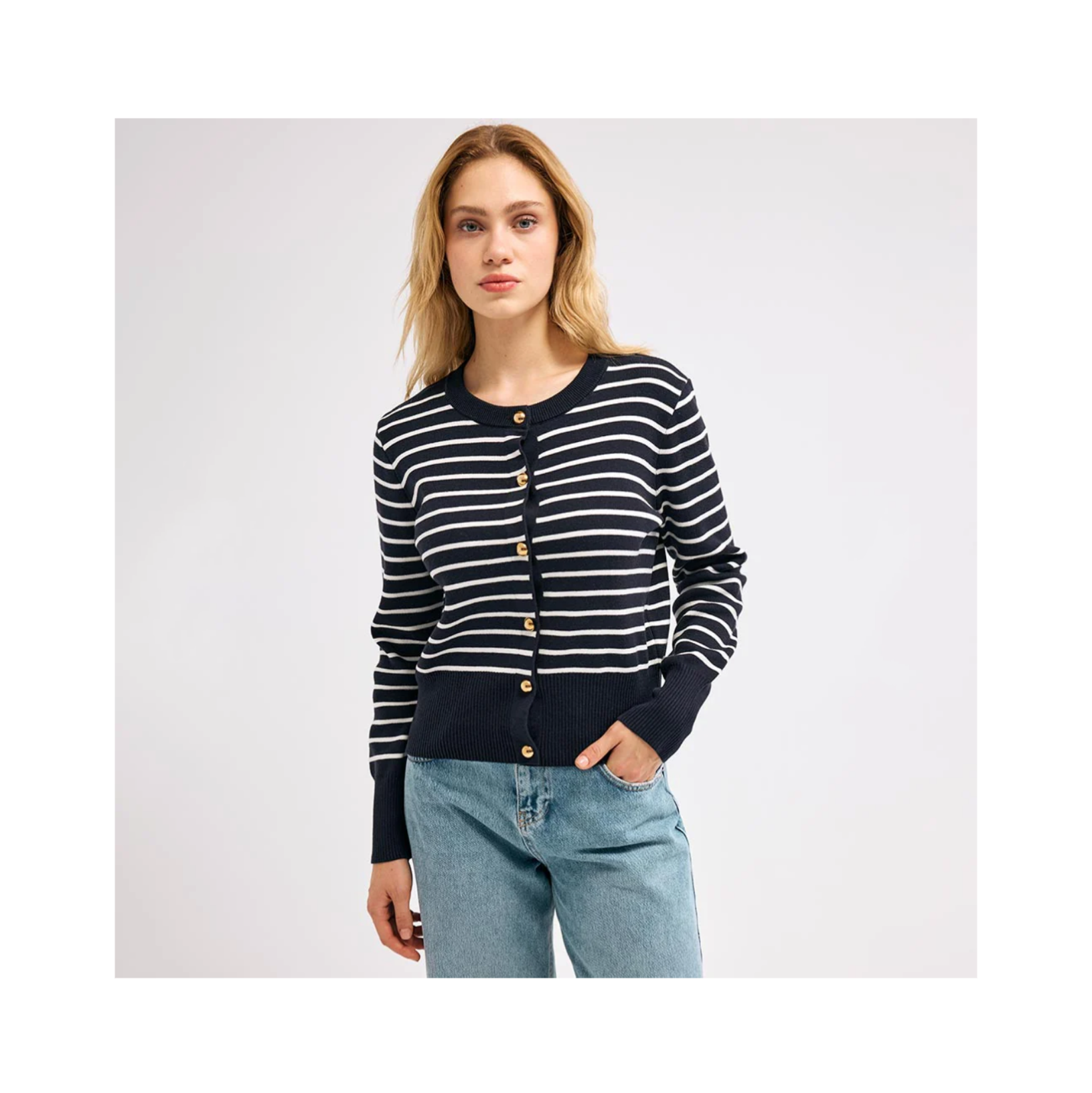 Çizgili Triko Ceket