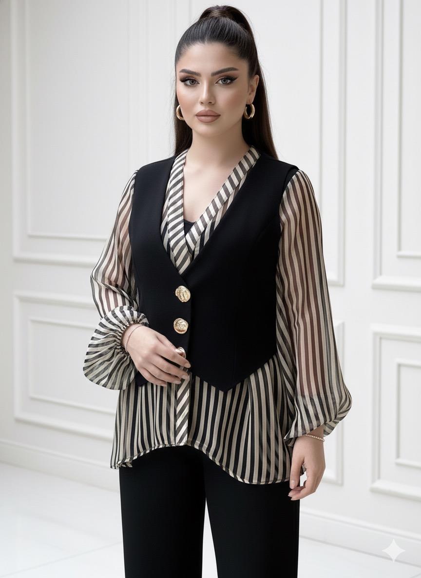 Çizgili Yelekli Gömlek