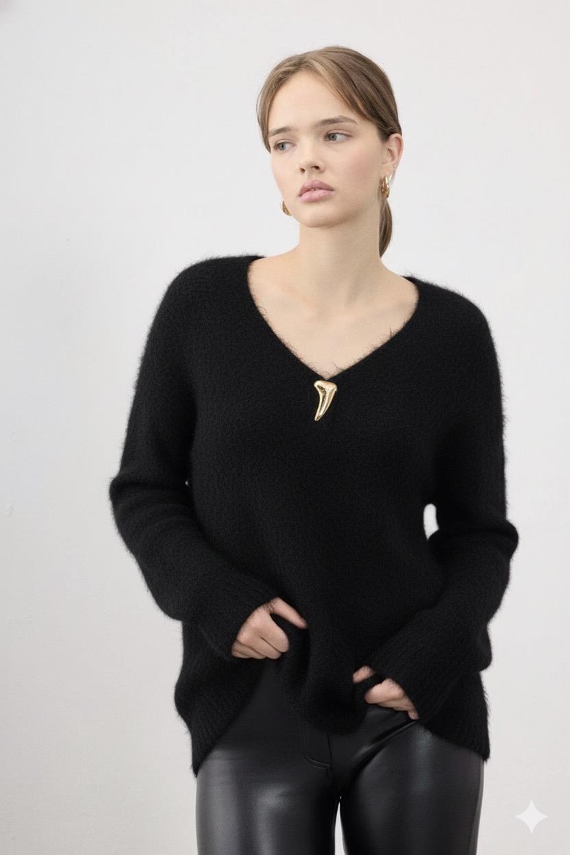 HERCAİ İTHAL V YAKA TRİKO KAZAK SİYAH