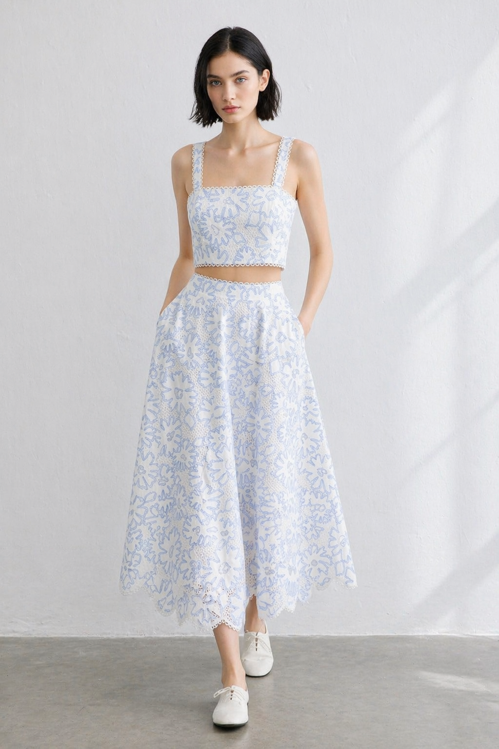 Kloş Midi Mavi Etek