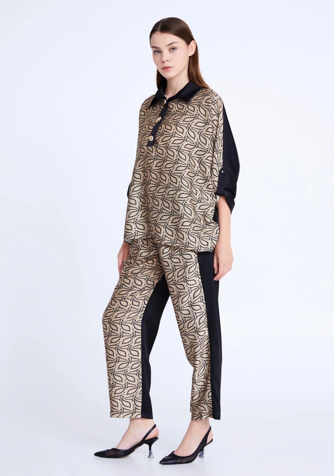 Önü Desen Detaylı Pantolon 