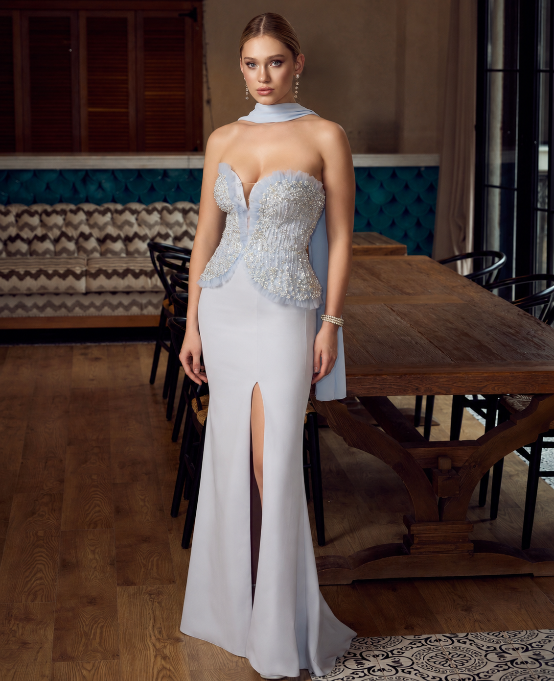 SOFT BLUE COUTURE ABİYE ELBİSE