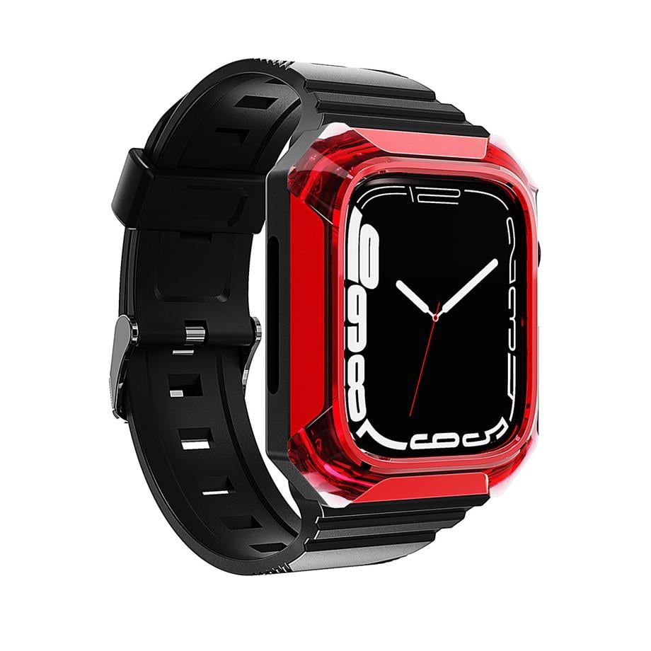  Apple Watch 7 41mm Zore KRD-88 Sert PC Kasa Koruyuculu Silikon Kordon 