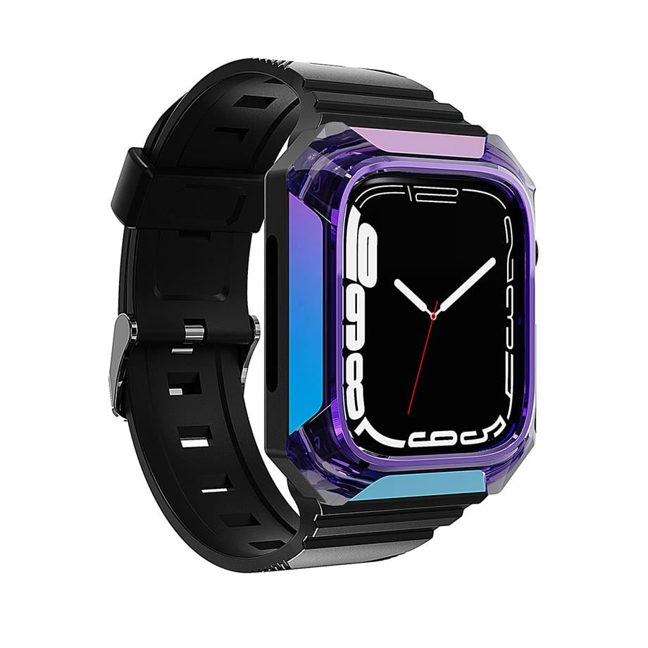  Apple Watch 7 41mm Zore KRD-88 Sert PC Kasa Koruyuculu Silikon Kordon 