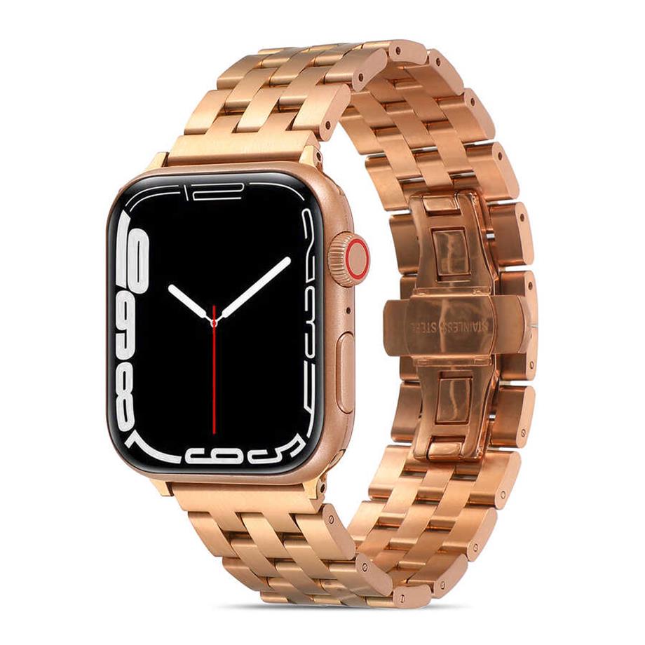  Apple Watch Ultra 49mm Kordon KRD-20 Metal Strap Kayış  Rose Gold 