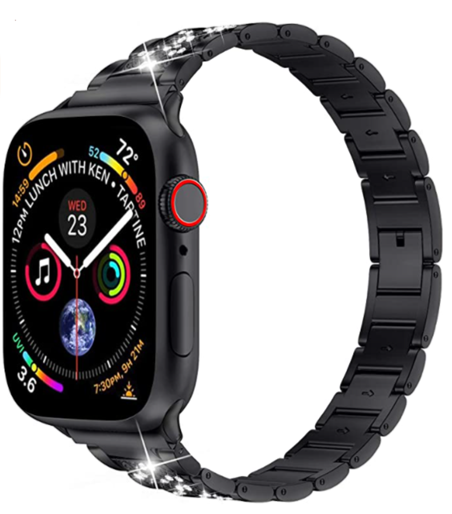  Apple Watch Ultra 49mm Kordon Wiwu Three Beads Set Auger Metal Strap Kayış  Siyah 